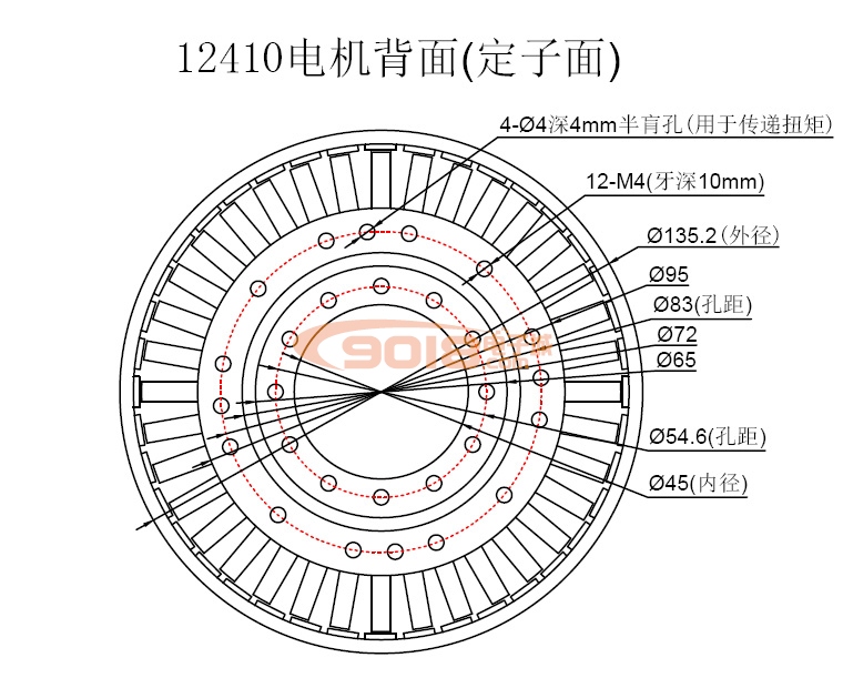 昊极12410/3.3Nm空心轴永磁直流无刷电机马达 低速力矩型 盘式超薄扁平 多极 有感带霍尔