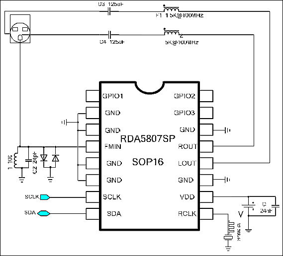 数字式rda5807调频接收模块