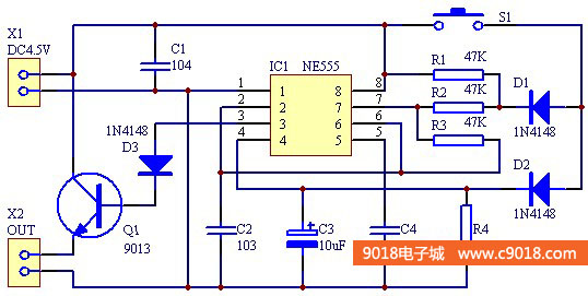 ne555叮咚声门铃电路板散件/电子制作套件